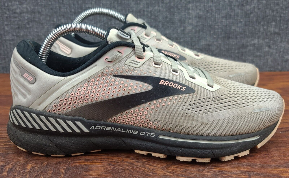 Brooks Adrenaline GTS 22 Running Shoes Womens 10 Gray Black Mesh Athletic